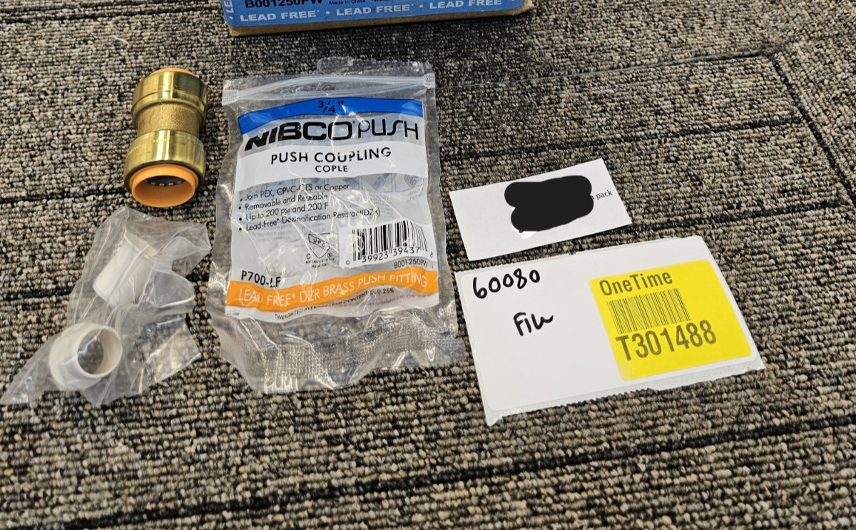 (QTY 4) NIBCO P700-LF Coupling Push x Push 3/4″ Lead Free Brass Resistant