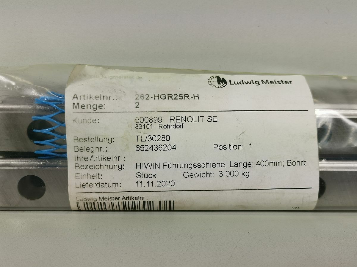 Hiwin Guide Rail 262-HGR25R-H 400mm 2pcs NEW