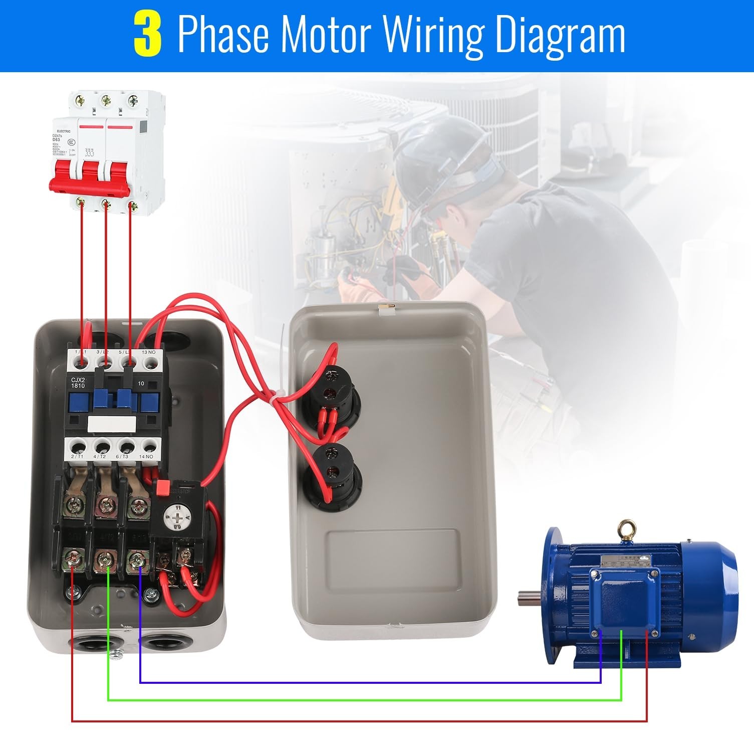 380V 11KW 25-45AMP 15 HP 3 Phase Magnetic Motor Starter Button Switch