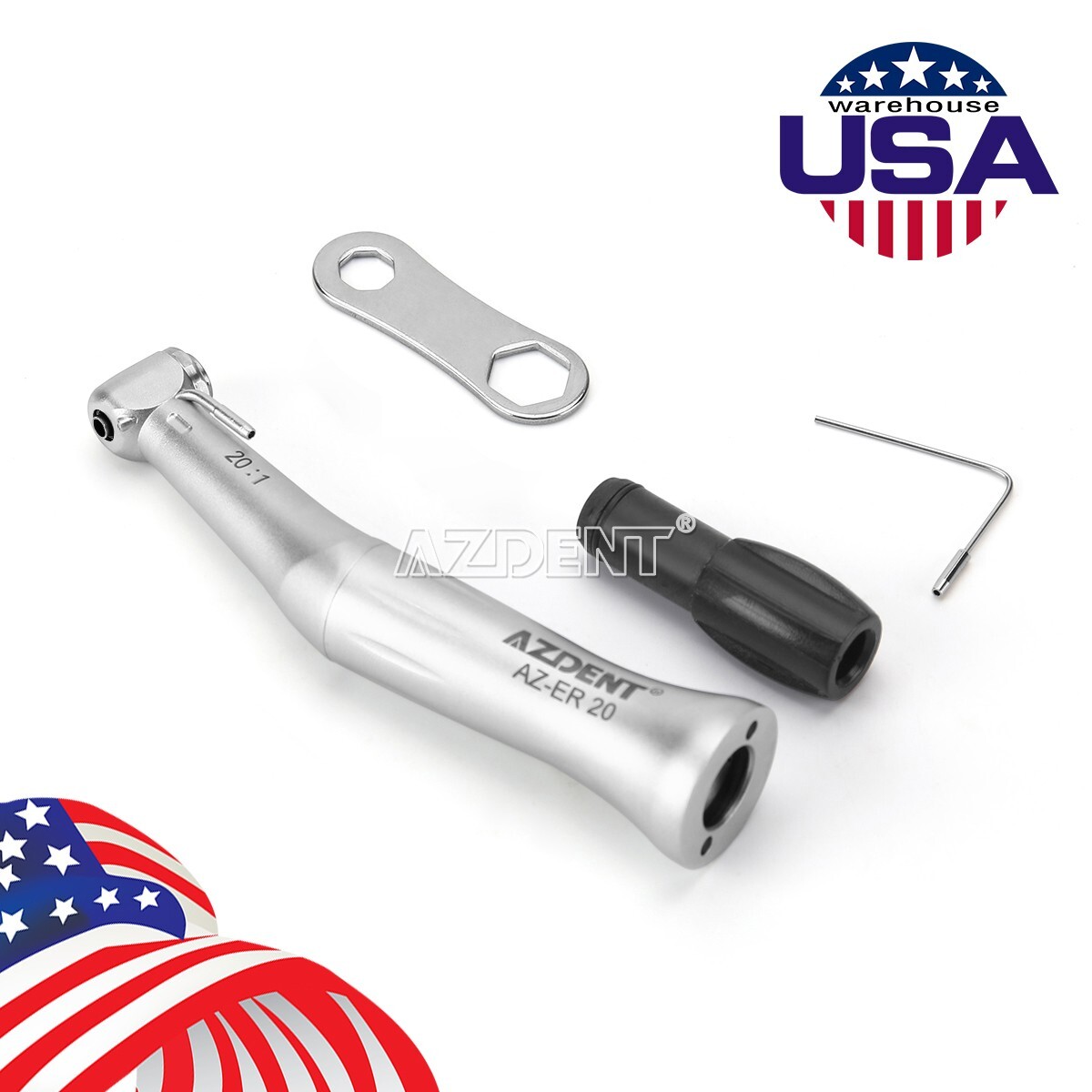 AZDENT Dental Implant 20:1 Reduction Contra Angle Push Button Surgical Handpiece