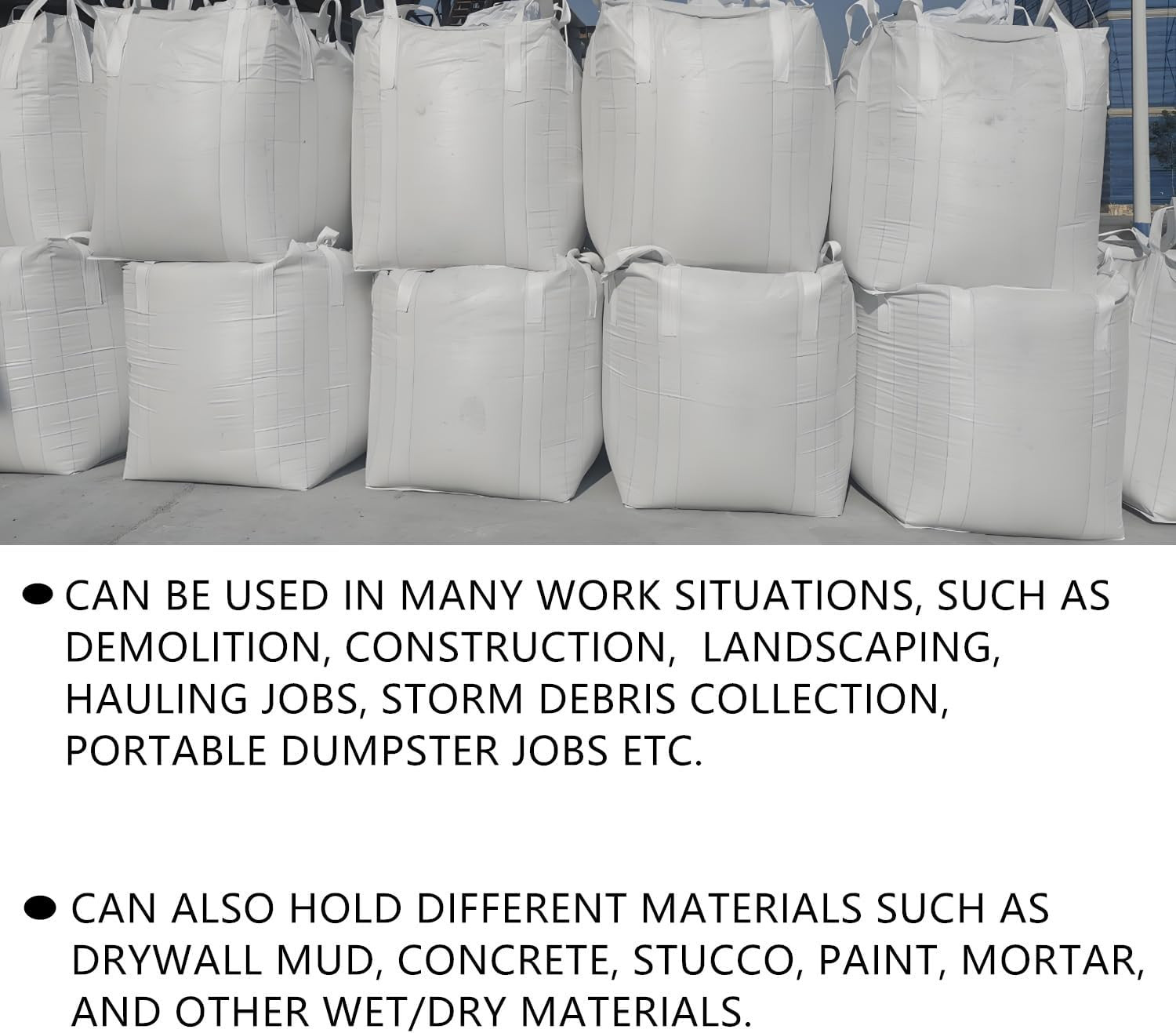 Heavy Duty FIBC Bulk Bags 35x35x43″ – 2200 lbs Capacity, 10 Pack