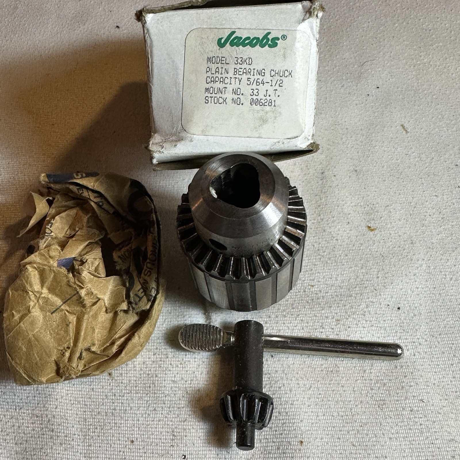 New Jacobs USA 33KD Plain Bearing Drill Chuck 5/64-1/2” capacity Mount 33JT