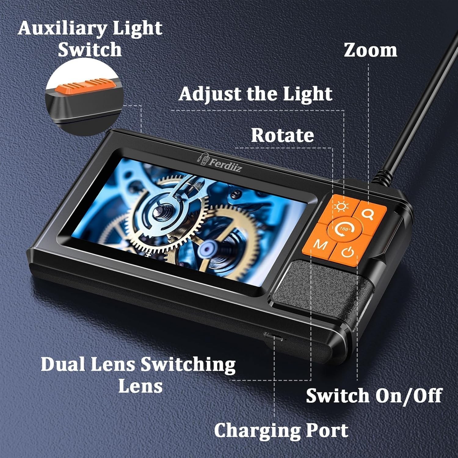 Endoscope Inspection Camera,1080P HD Endoscope,4.3″ IPS Screen,8+1 LED Lights 5M