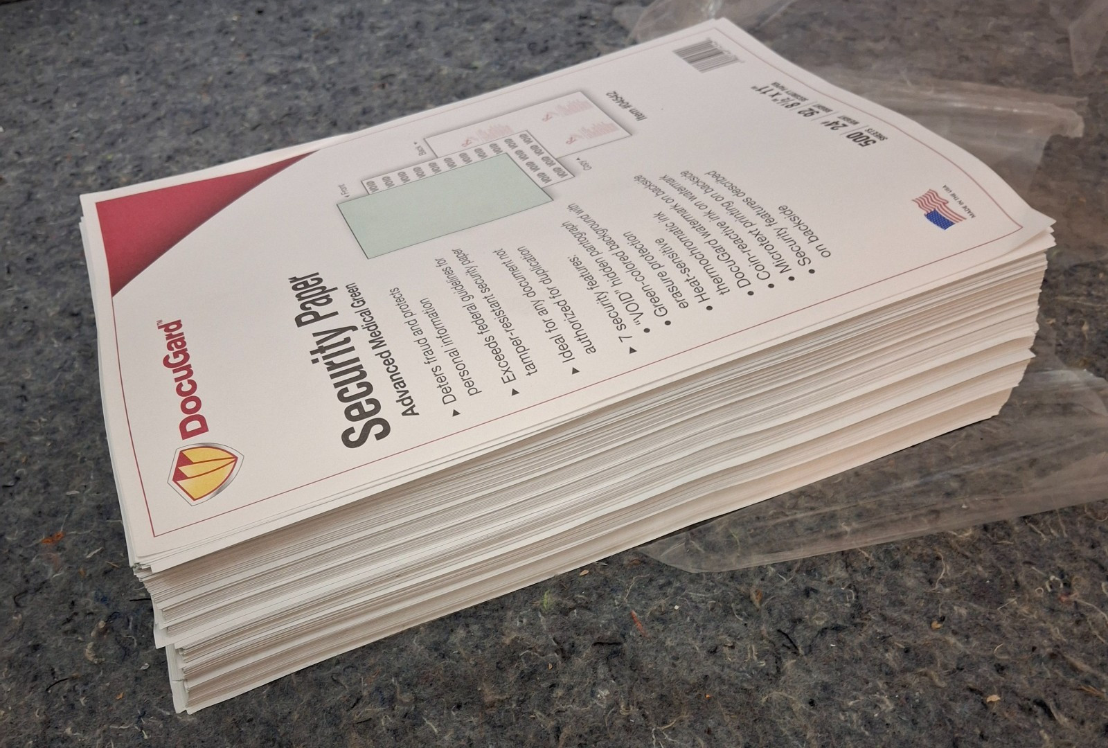 Docugard Security Paper 500 Sheets 8.5″ x 11″ Advanced Medical Green #04542
