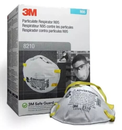 3M 8210 N95 Particulate Respirator NIOSH Approved Face Masks (Box of 20) S4