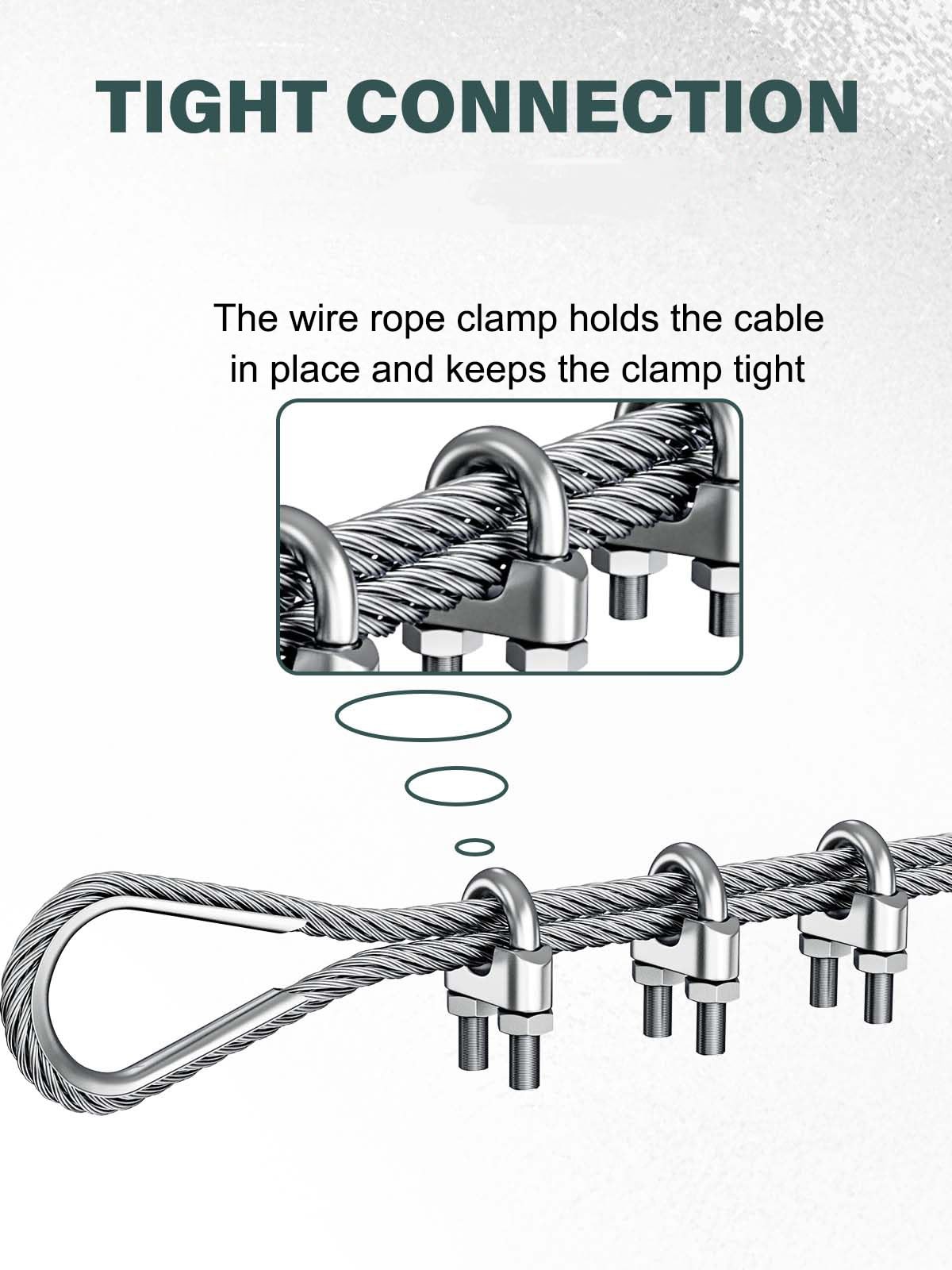 hannger 12Pcs 3/16″ M5 Wire Rope Clamps 10 Pcs 3/16 M5, Silver