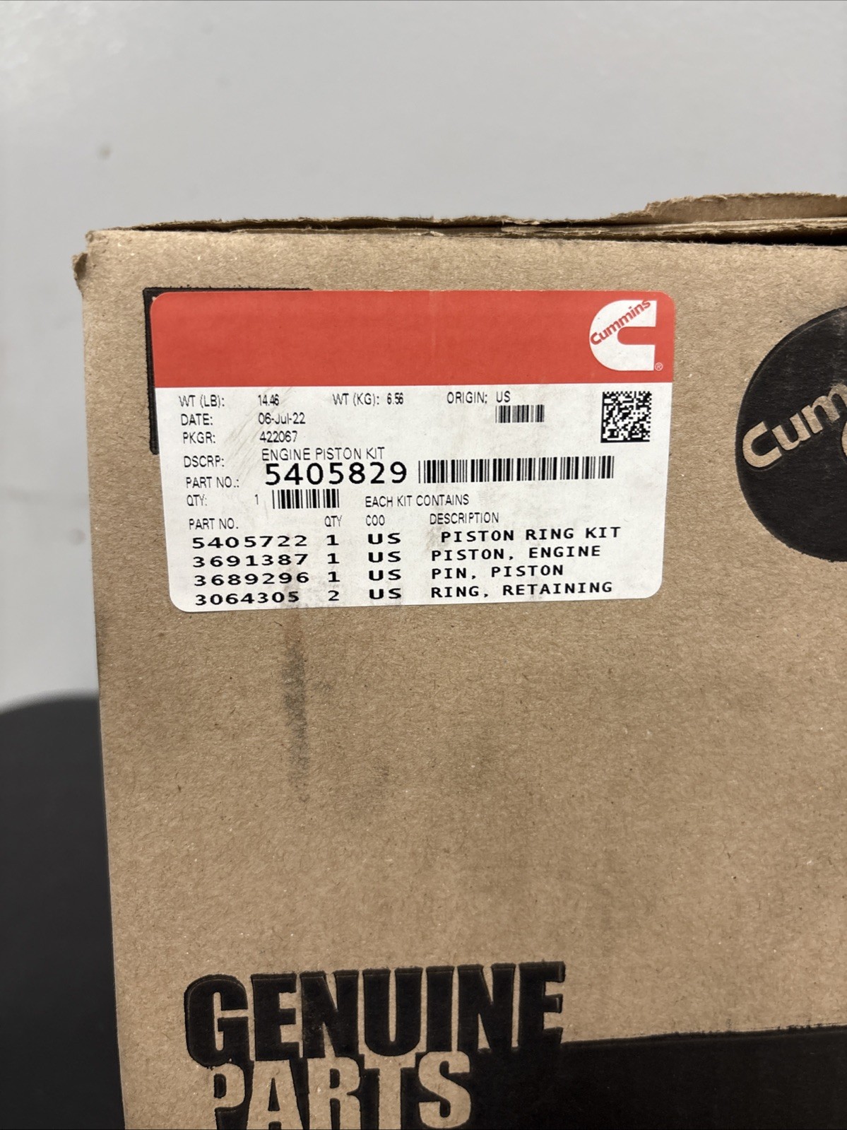 Genuine Cummins 5405829 Engine Piston Kit X15 ISX15 QSX15 OEM NEW
