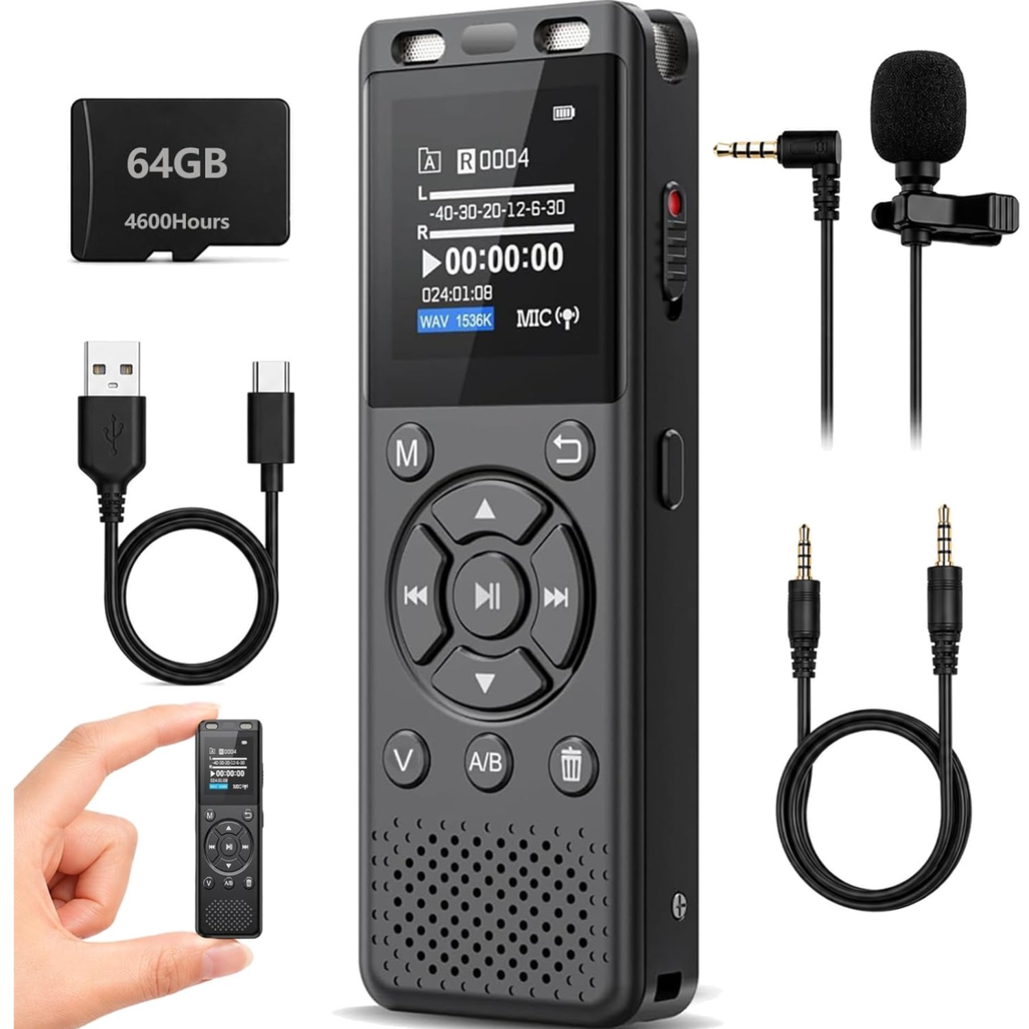 64GB Digital Voice Recorder with Playback,Audio Recording Device for Lectures…