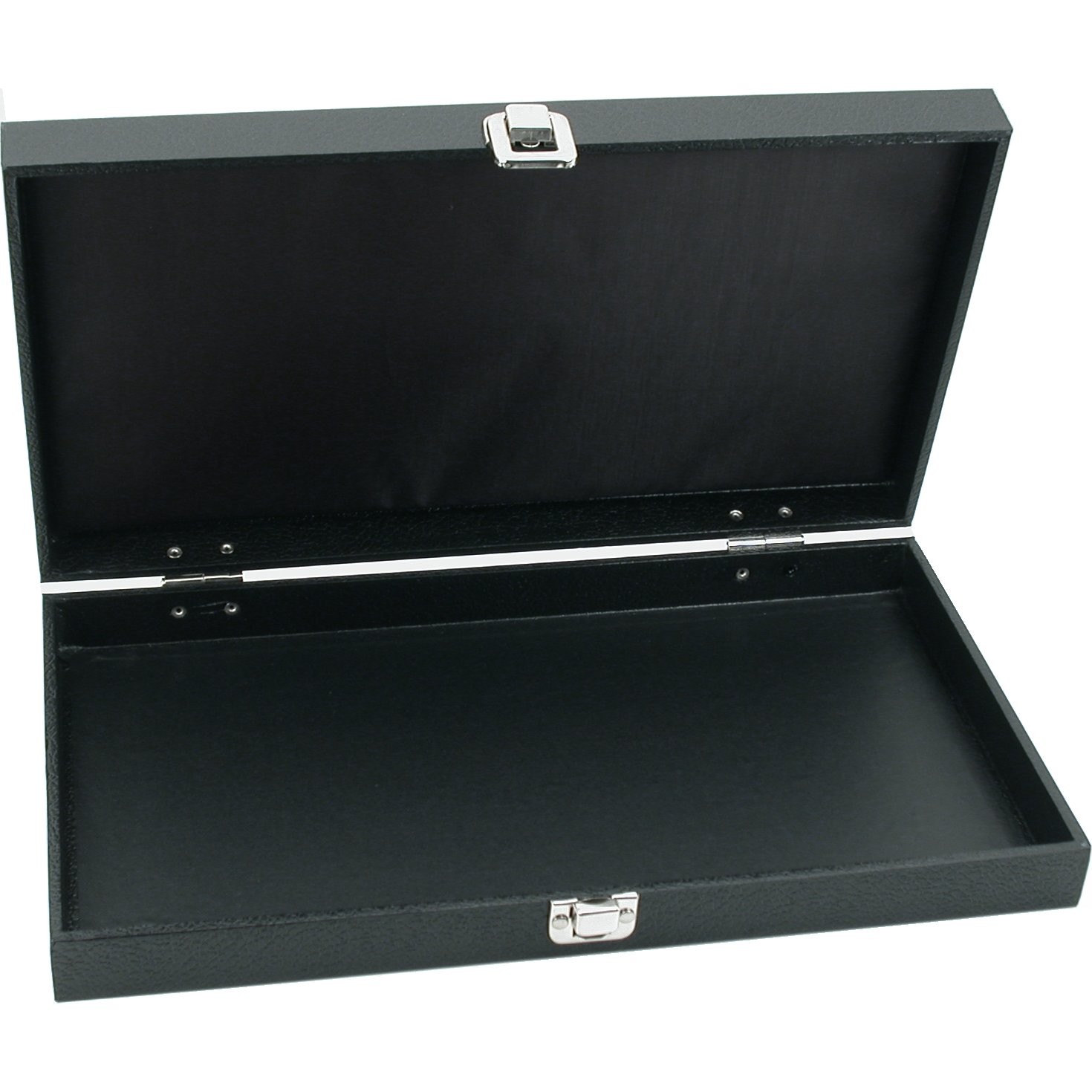 Black Jewelry Display Case (Single metal clasp) w/ Blue Foam 72-slot Display Pad