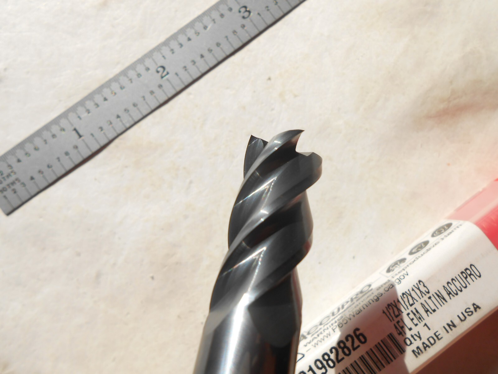 NEW ACCUPRO USA HP 1/2″ DIA. X 1″ LOC X 3″ OAL C.C. 4FL. CARBIDE SQUARE ENDMILL