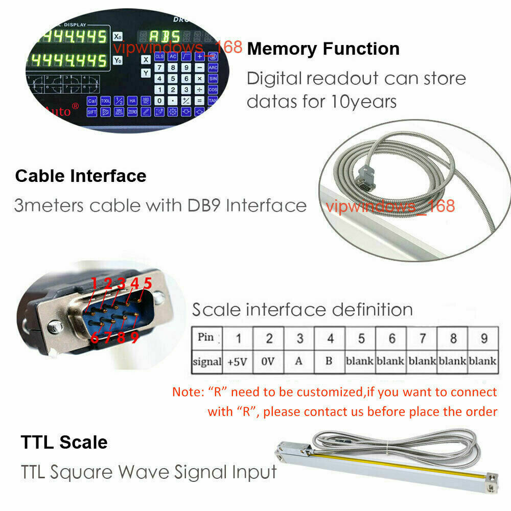1/5um Linear Scale Sensor 2/3/4 Axis Digital Readout DRO Display for Mill Lathe