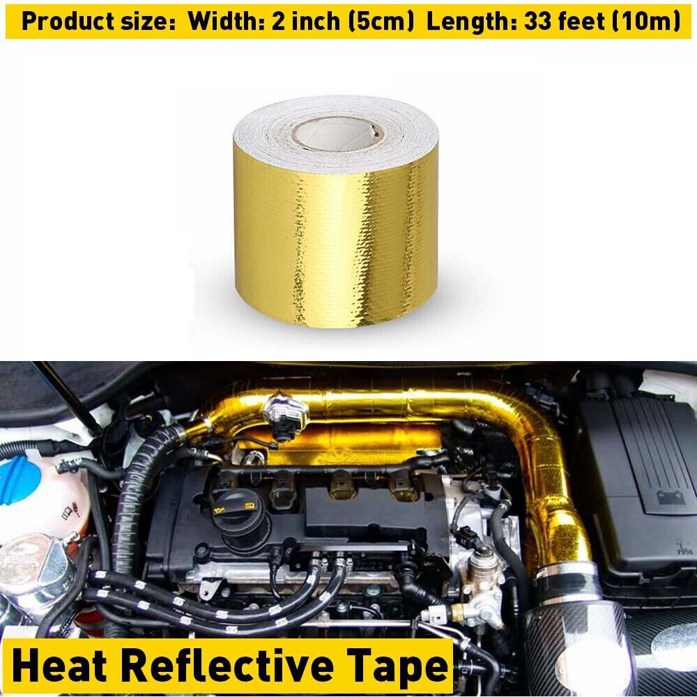 NEW 2″ 33Ft Gold Intake Heat Reflective Tape Wrap Self Adhesive High Temperature