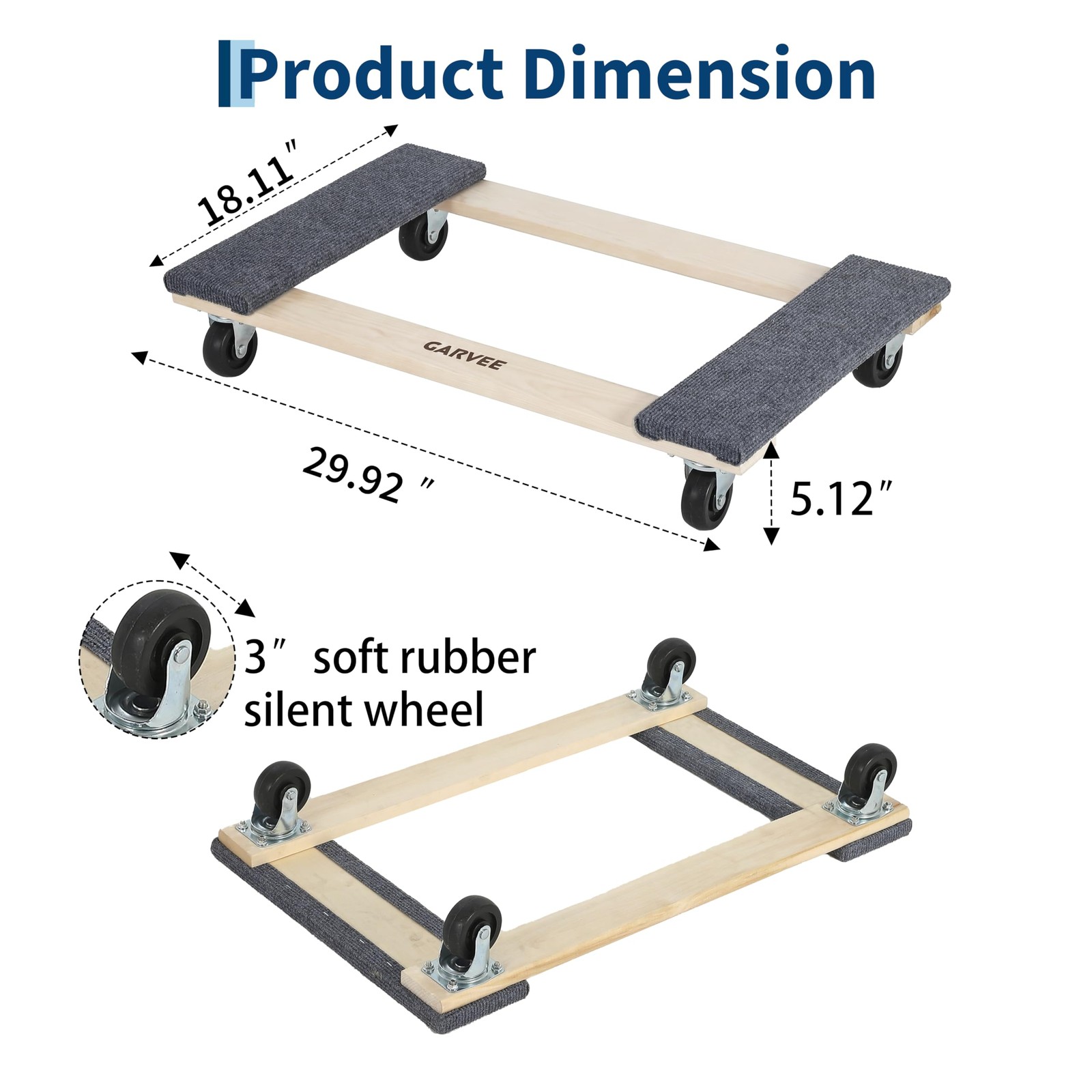 Heavy Duty Furniture Dolly 2-Pack, Moving Dolly with Swivel Wheels 1000 LBS Load