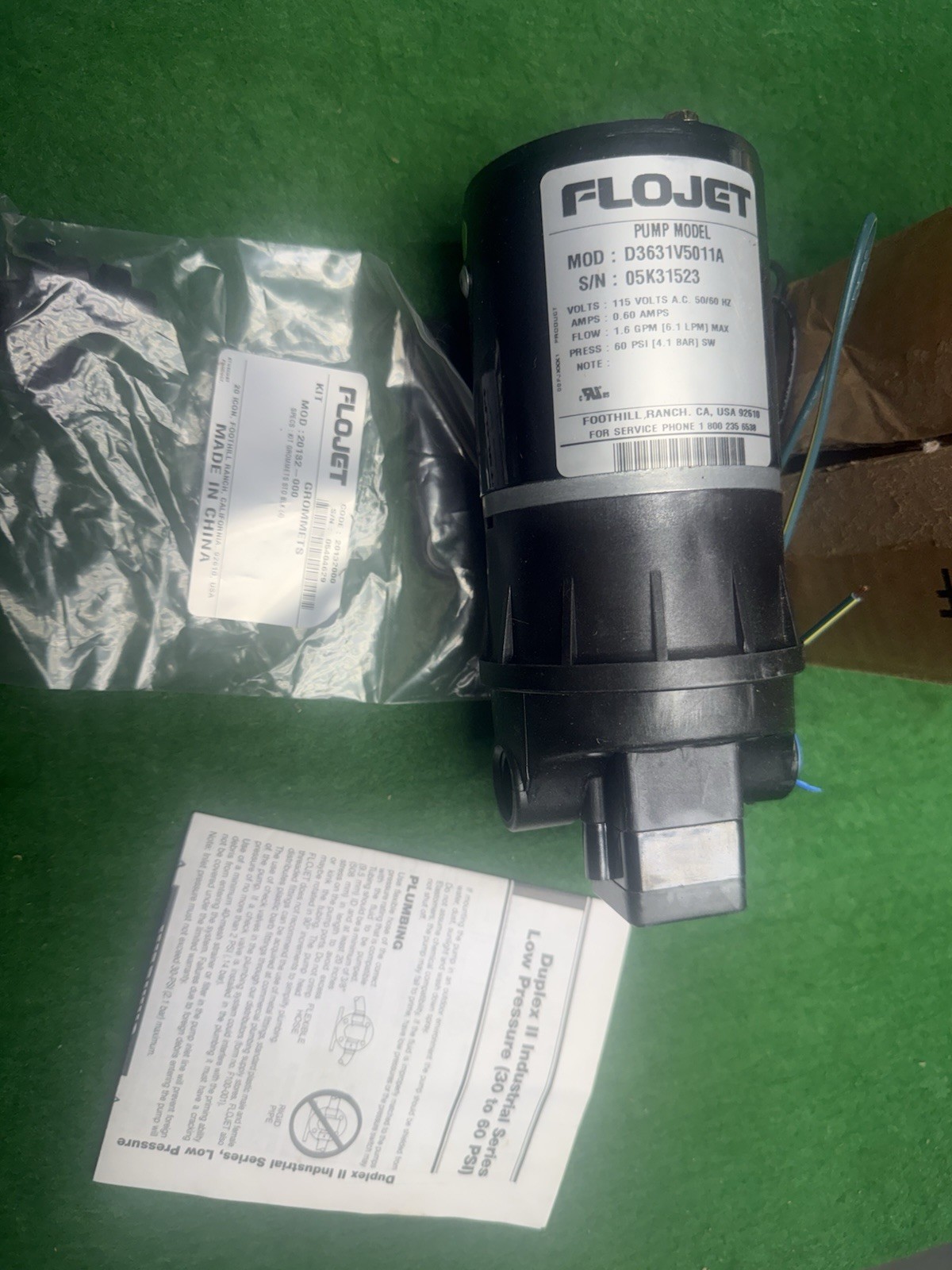 NEW Flojet model D3631V5011A PUMP 115 VOLTS 1.6 GPM unopened box