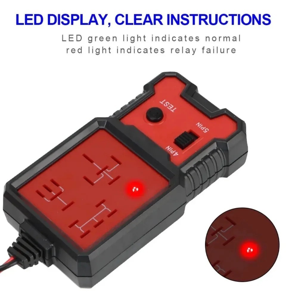 12V Automotive Relay Tester 4/5 Pin LED Car Diagnostic Relay Testing Tool