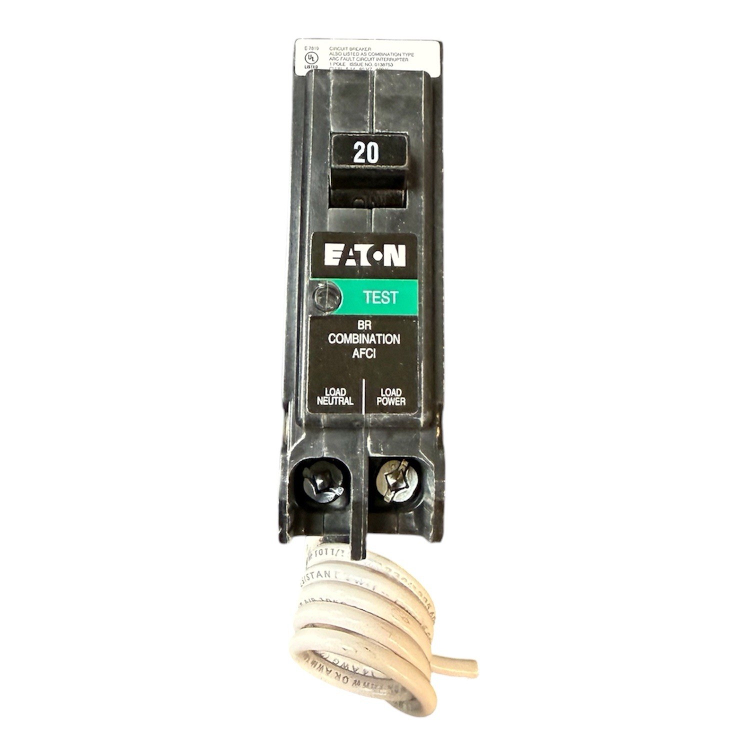 Eaton BRN120DF 20 Amp 120/240 Combination Arc Fault Circuit Breaker NEW
