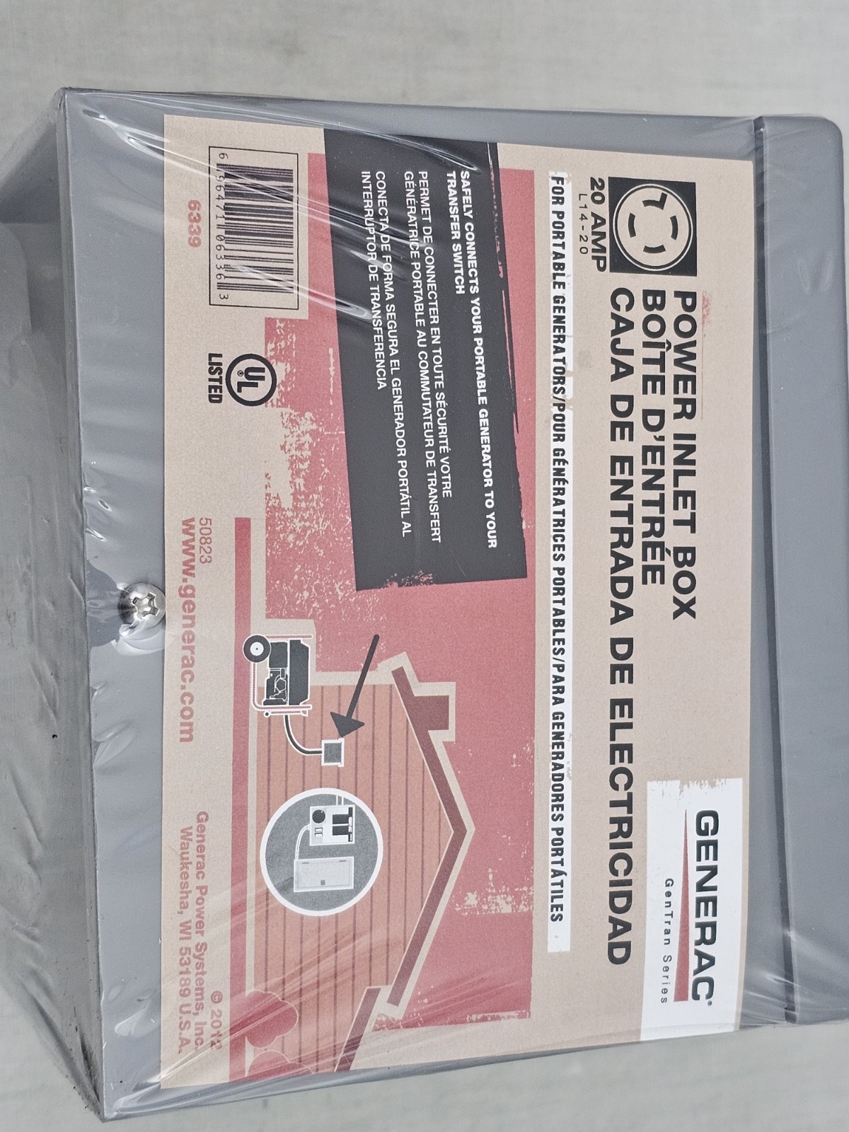 NEW GENERAC POWER INLET BOX 6339 Reliance Controls 20-Amp Power Flip lid