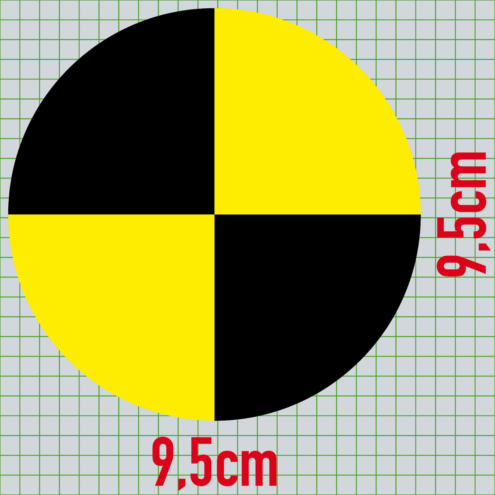 Aufkleber 10cm gelb Sticker Fadenkreuz crashtest dummy Zeichen Symbol Markierung