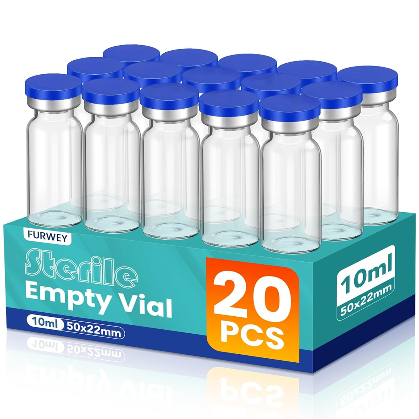 10ML Sterile Vials, Glass Empty Vials for Injection, 20 Pack | Sterile Vials