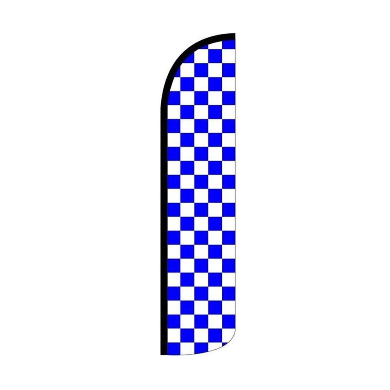 Blue & White Checkered Swooper Flutter Feather Flag | 3ft W x 11.5ft Tall
