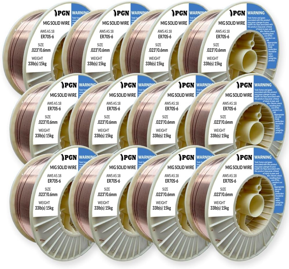 PGN Solid MIG Welding Wire – ER70S-6 .035 Inch, 33 Pound Spool – Mild Steel MIG