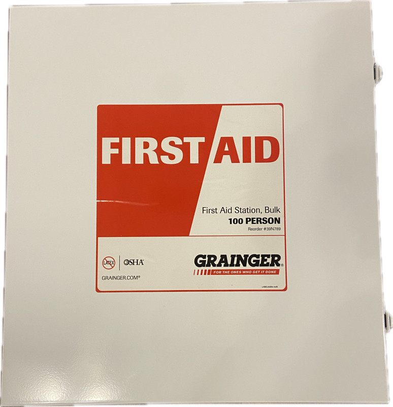 Grainger 100 Person First Aid Station 54554 Metal, Wall Mounting, EXP 2026-03-31