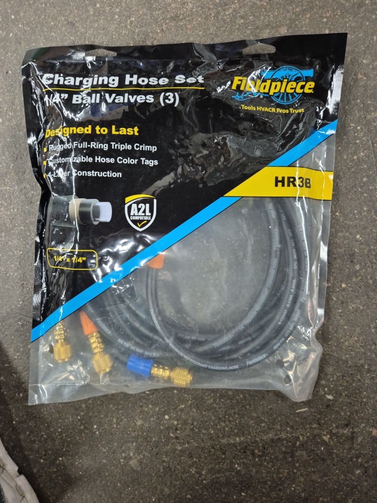 Fieldpiece Hr3b Hose Set, 5 Ft L, Black, 800 Psi