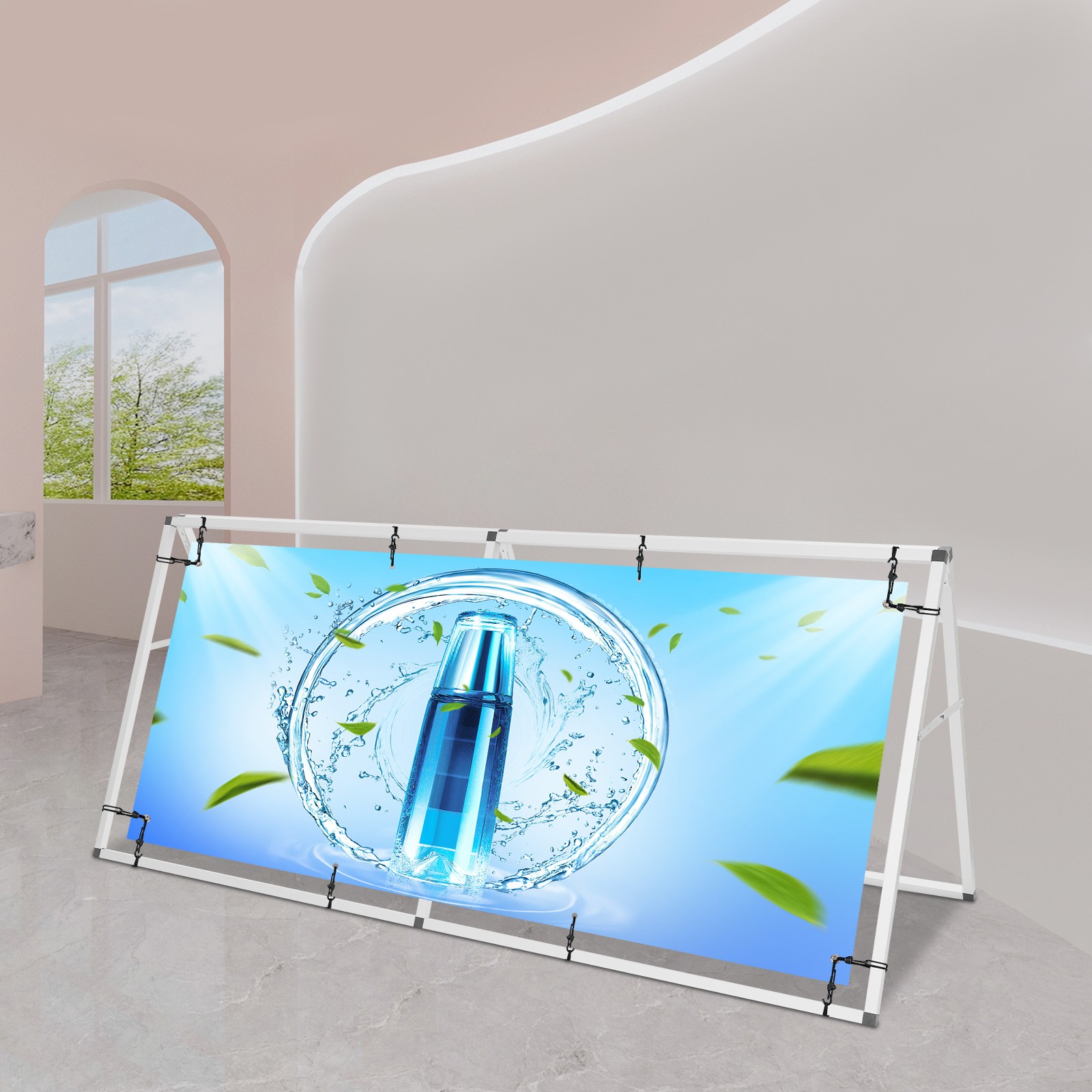Large Poster Stand Double Sided Floor Standing A-Shaped Sign Holder 7x3ft NEW