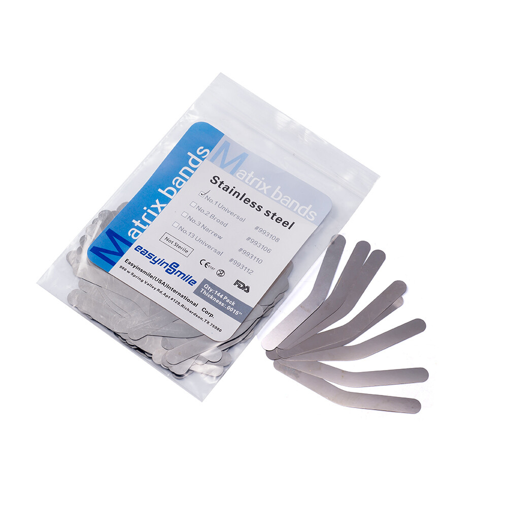 144Pcs Dental Tofflemire Matrix Bands #1-#4 Stainless Steel Universal Bands USA