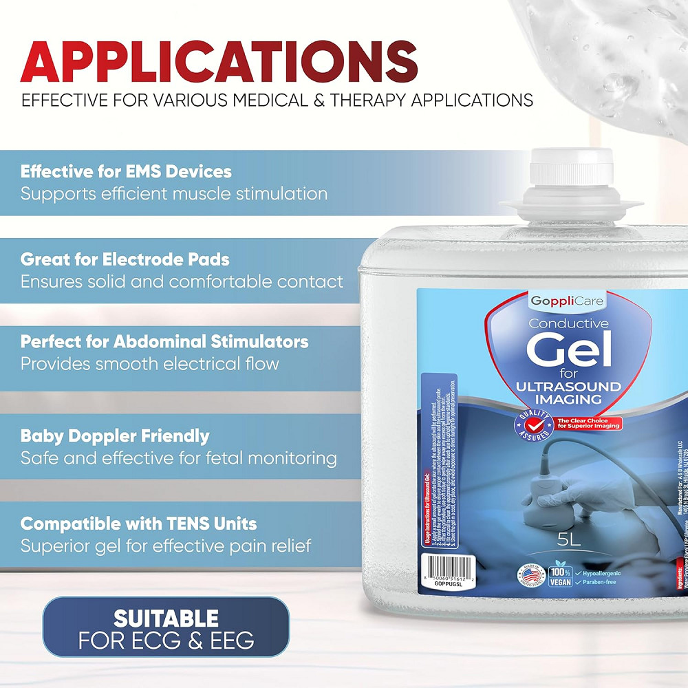 Goppli 5L Conductive Cooling Gel for Ultrasound Imaging Hypoallergenic Last Long