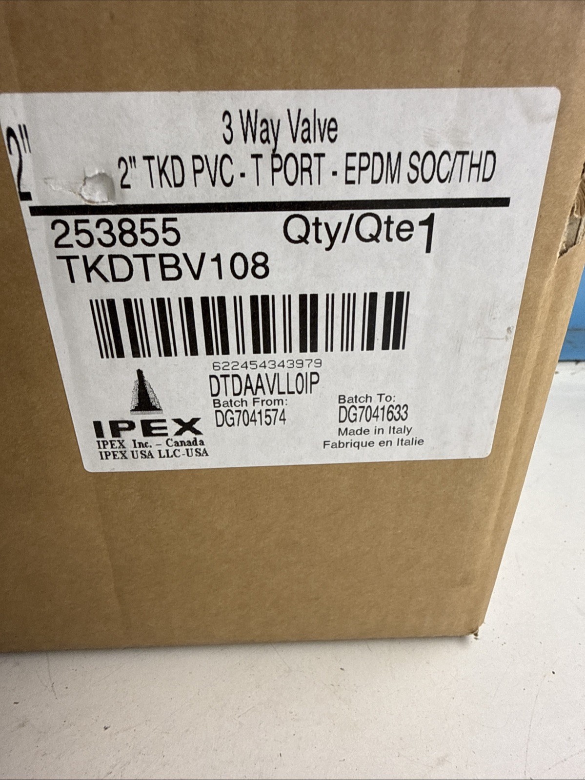 IPEX 2” TKD PVC – T PORT – EPDM SOC/THD TKDTBV108 3 Way Valve