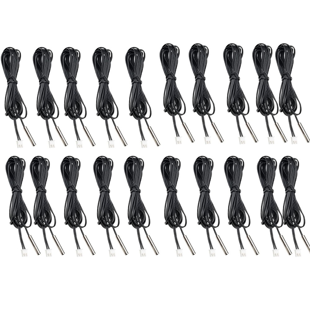 20PCS NTC Temperature Sensor Waterproof Probe Cable 1meters Wire 10K 1% 3950