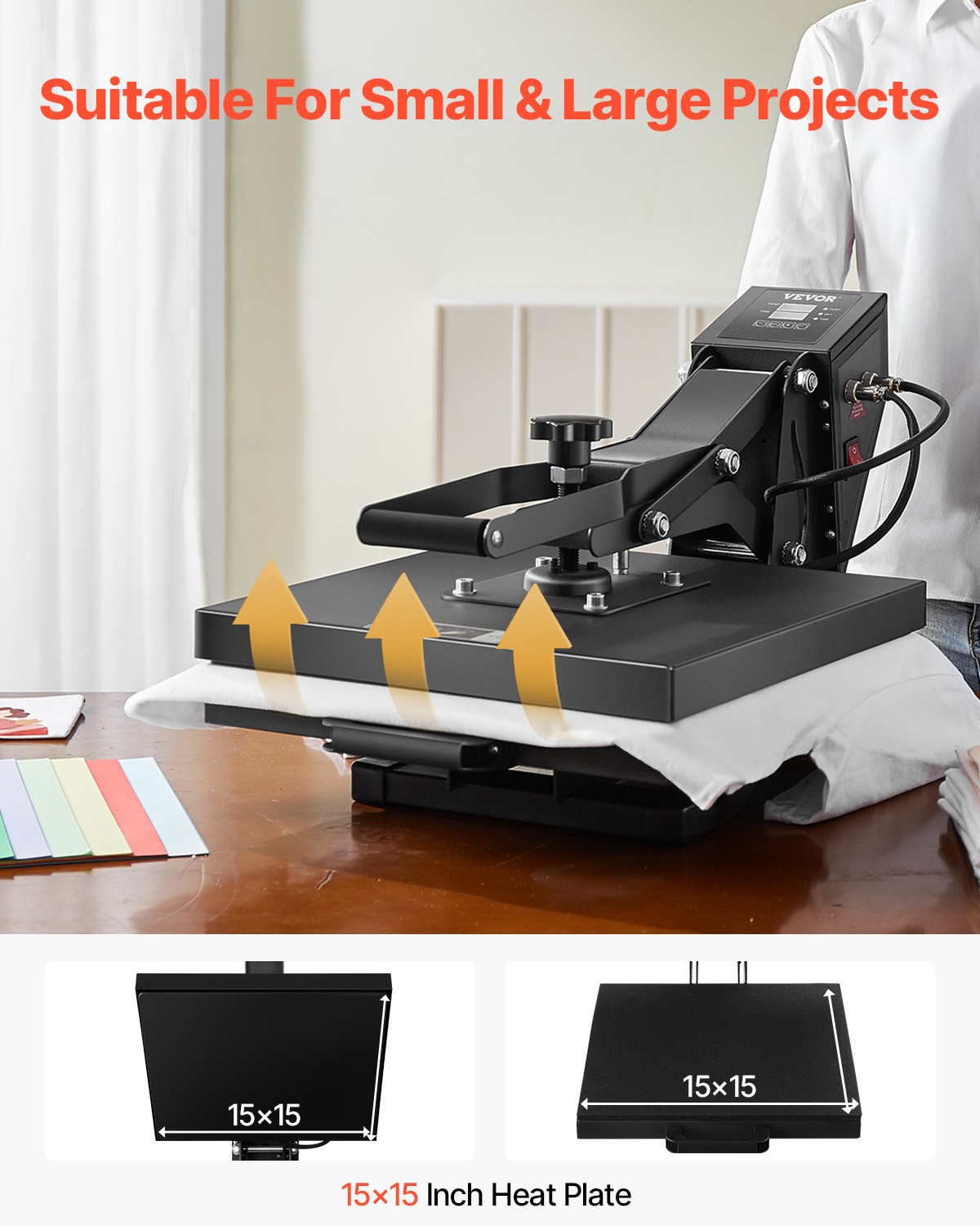 VEVOR Heat Press Machine 15 x 15 inch Sublimation Printer Transfer for DIY