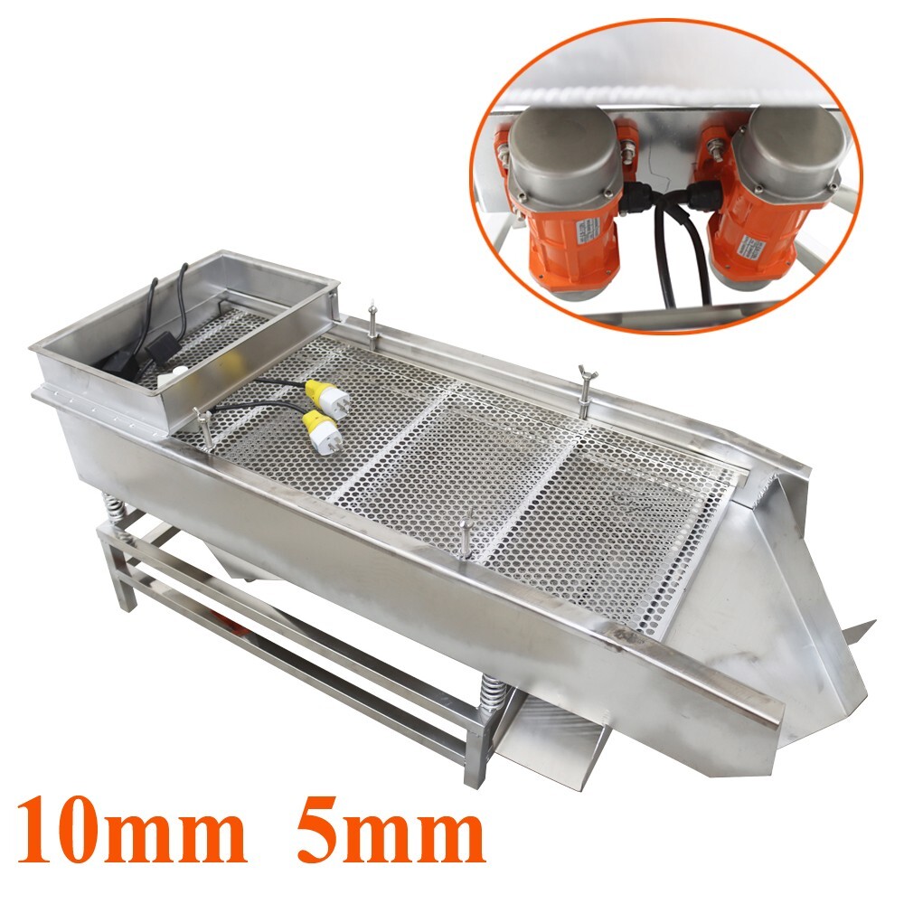 10mm 5mm Stainless Linear Vibrating Screen 15.7″ x 35.4″ Double Motor Shaker