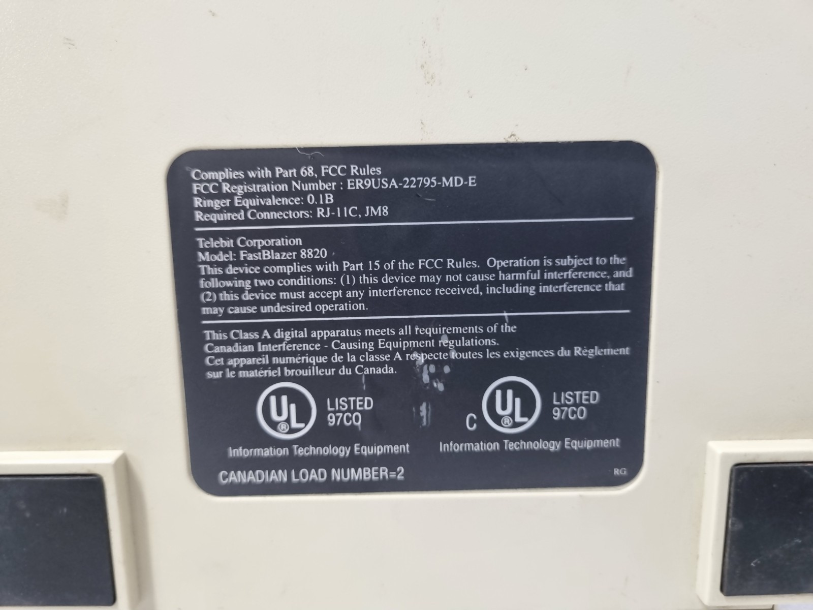 Telebit FastBlazer 8820 Device 100V-240V~ 50-60Hz .1A