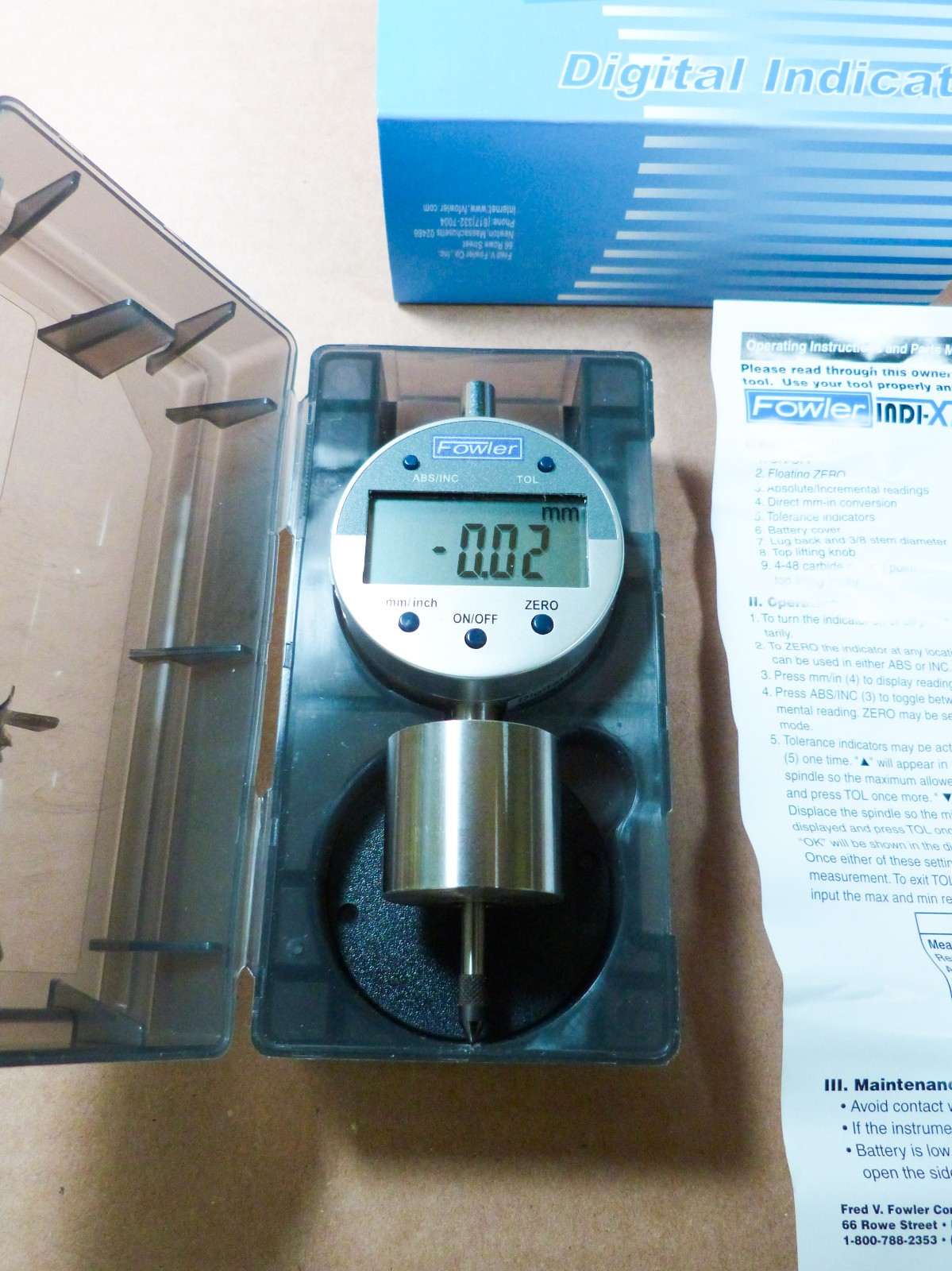 Fowler 54-520-250 Ind-X Blue Digital Indicator with 1.0″/25mm Measuring Range