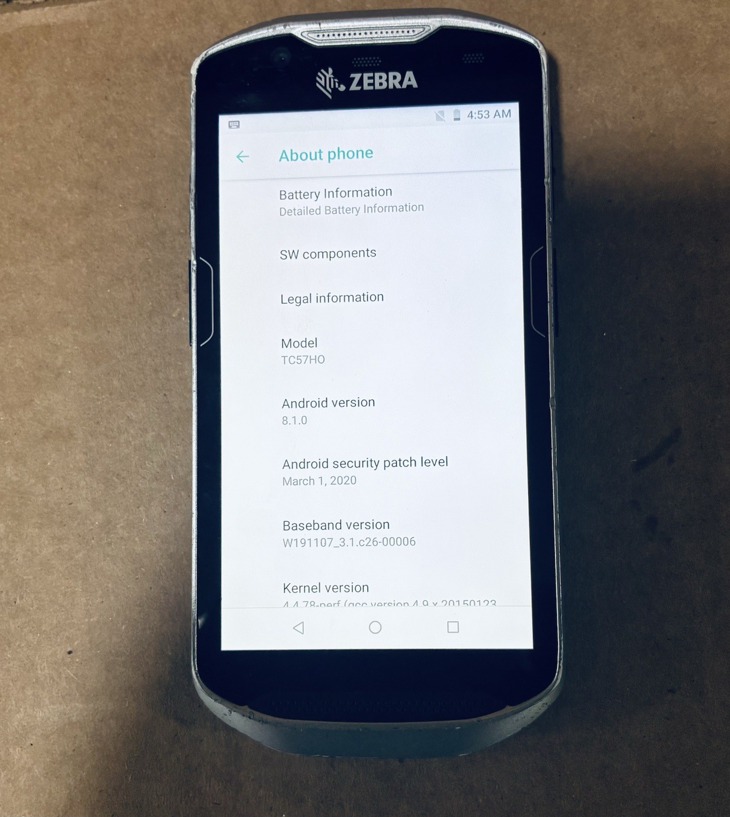 Zebra TC57HO Handheld Mobile Computer Barcode Scanner w/Battery Android 8.1