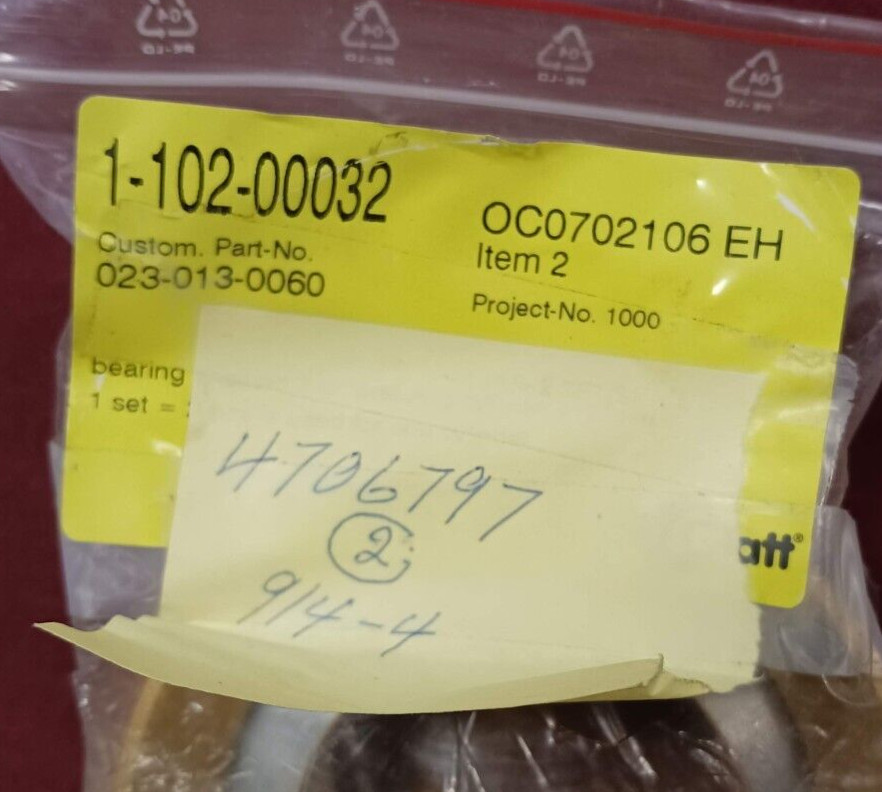Glatt Bearing Set 1-102-00032 023-013-0060 OC0702106EH 4706797 914-4