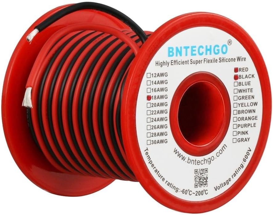 18 Gauge Silicone Wire Spool Red 50ft and Black 50ft 2 Separate Wires Flexibl…