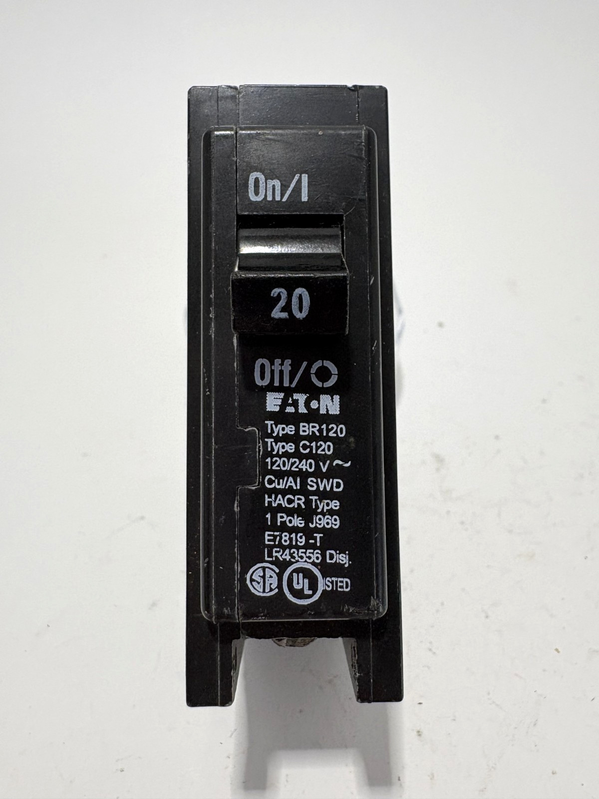 Eaton BR120 1 Pole 20Amp 120/240v Thermal Magnetic Circuit Breakers HACR Type
