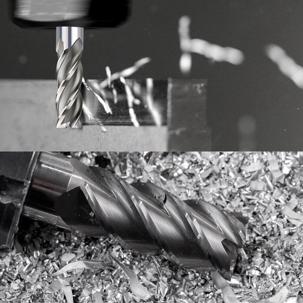 1/2″ 3/8″ 5/16″ 1/4″ 3/16″ 5/32″ 1/8″ 1/16″ 8pcs HSS 4 Flute Straight End Mill