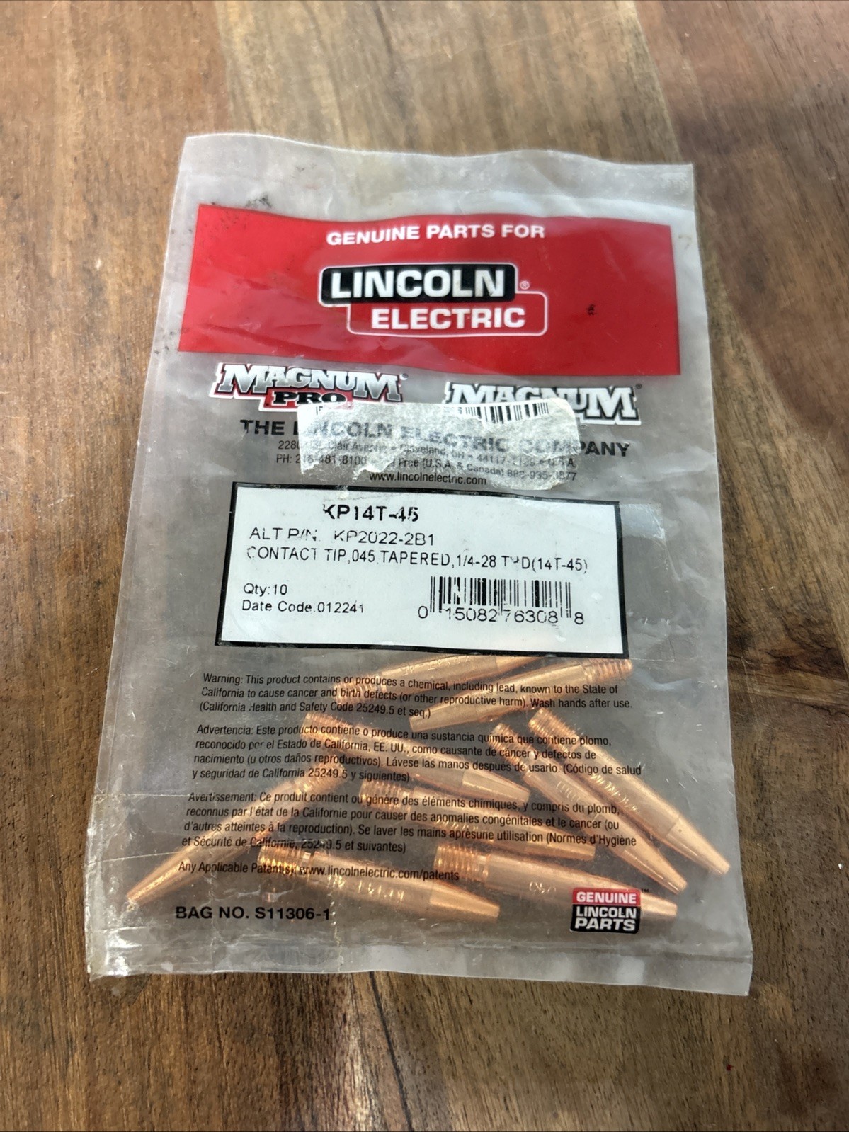 NOS – Lincoln Electric KP14T-45 Contact Tip Tapered .045 in (1.2 mm) 9 pack