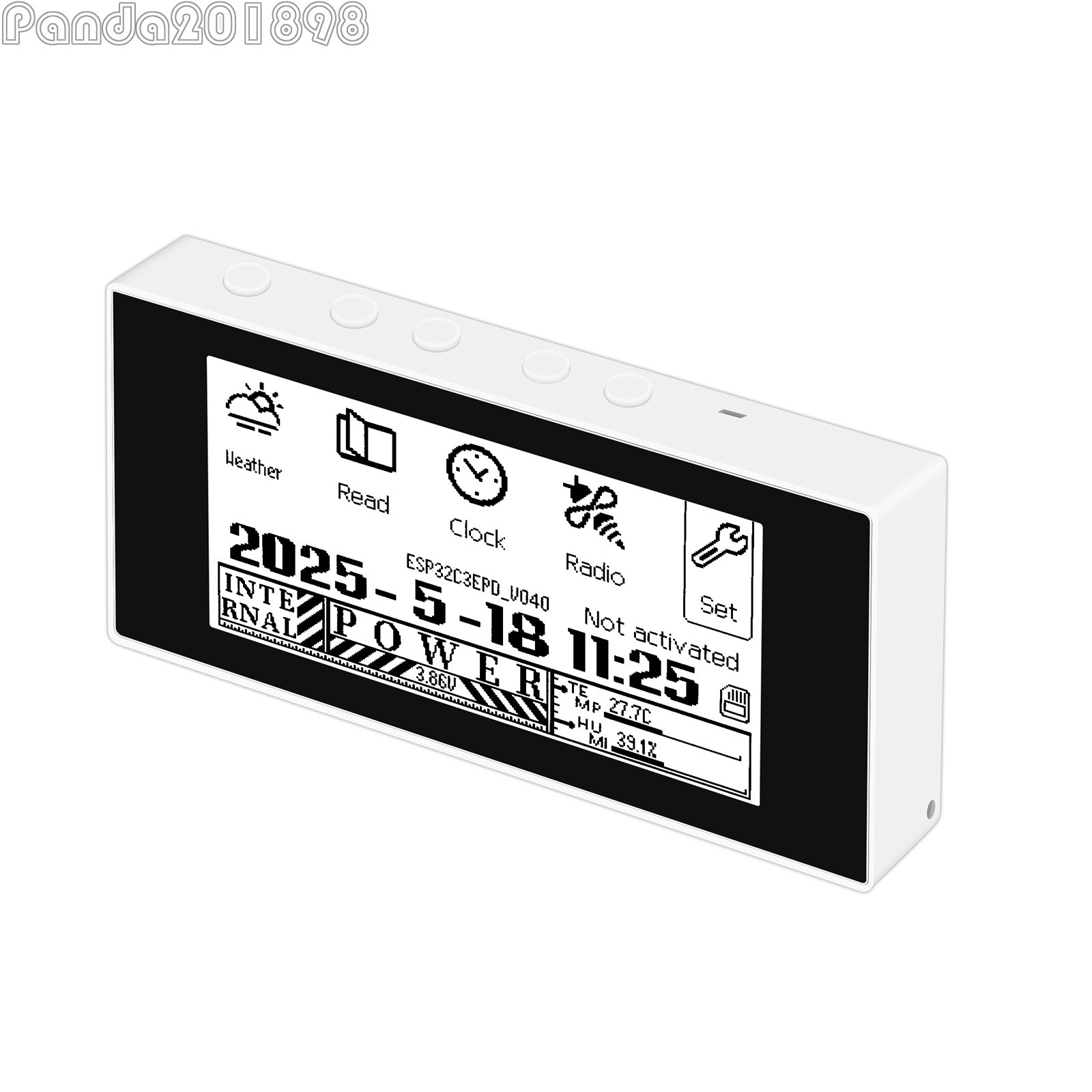 HAMGEEK RW01 Mini E-Ink Reader E-Book Reader (Black Panel) for Weather Clock