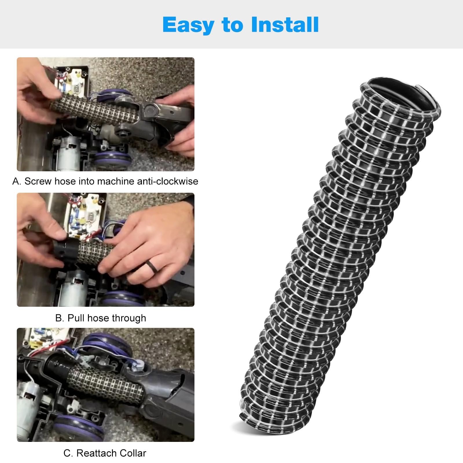 Motorized Lower Nozzle Hose Replacement Shark 6 inches x 1.25 inches, Black