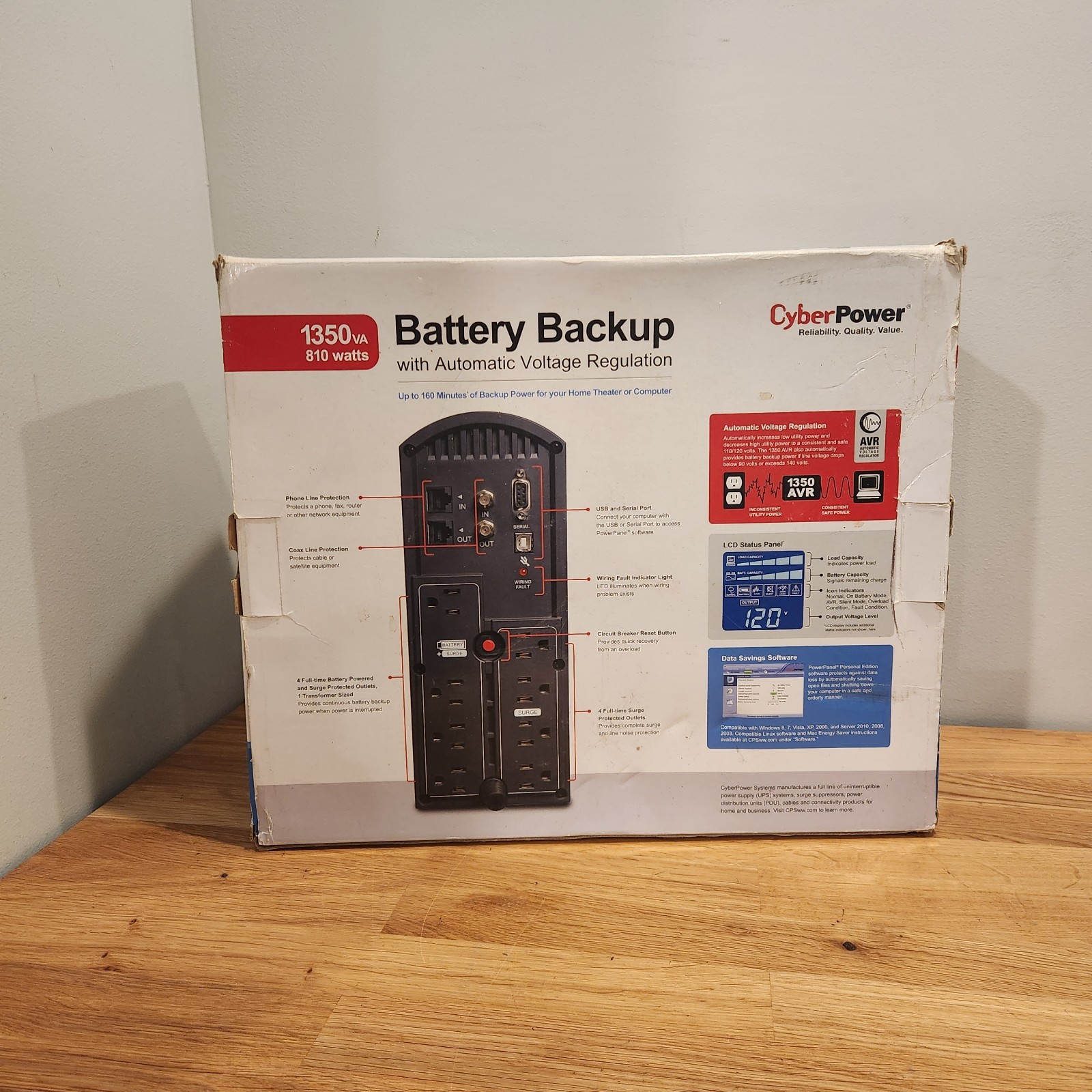 CyberPower CST1300AL Battery Backup Auto Voltage Regulation 1300VA 810W 120V