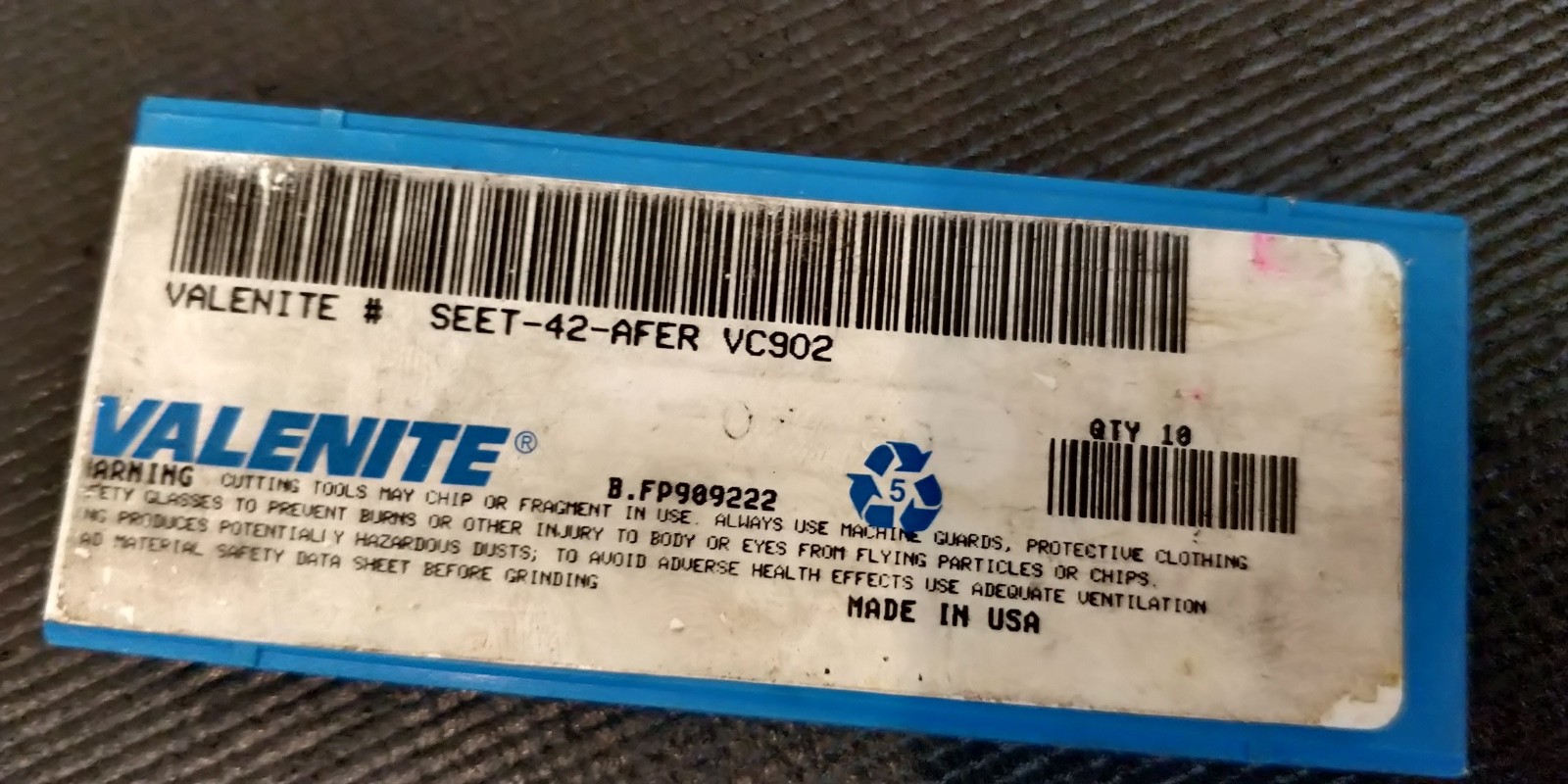 5 pieces SEET42AFER VALENITE INSERTS VC9092 SEET-42-AFER
