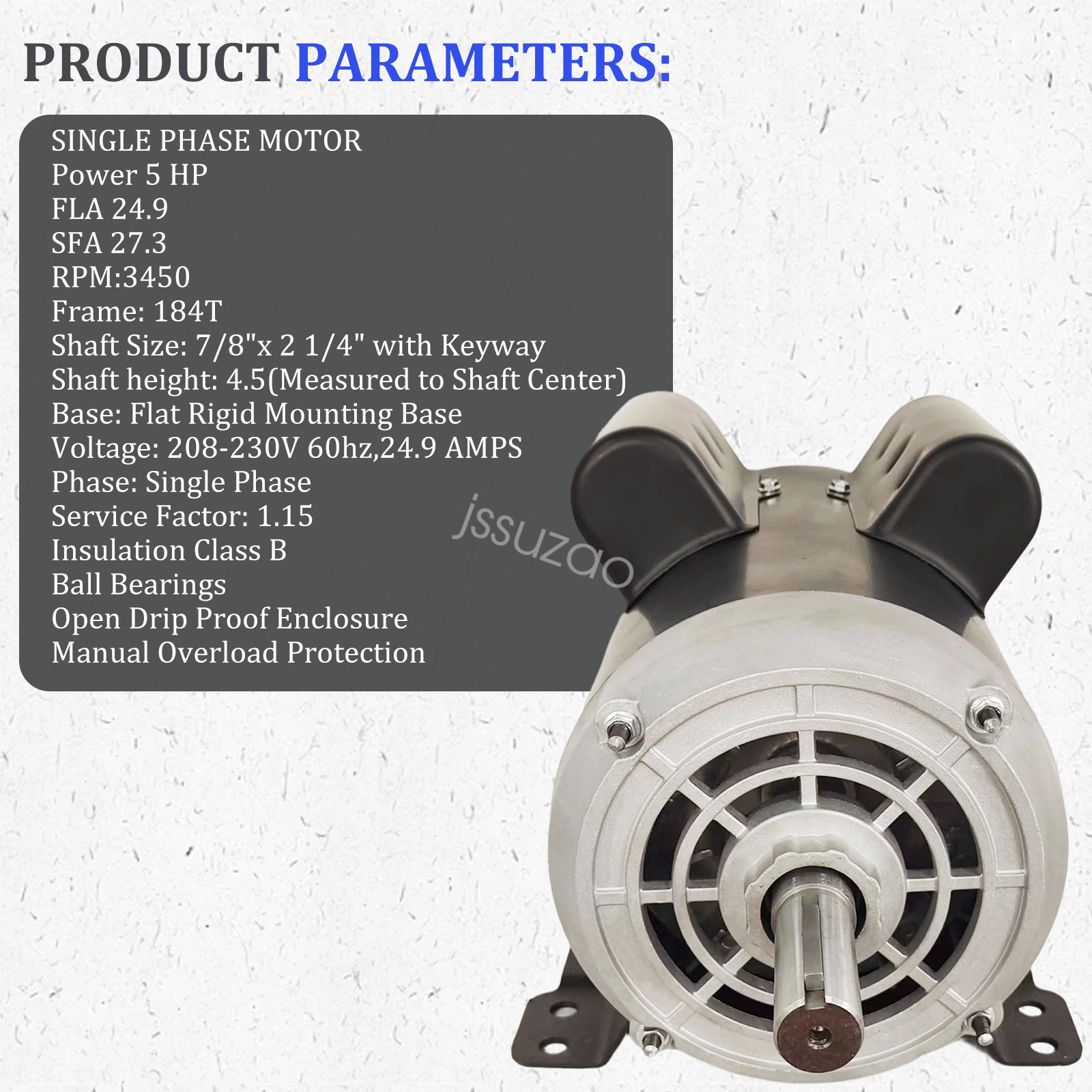 230V Rpm 5HP 3450 Air Compressor Motor 23378805 54421193 for Ingersoll Rand NEW