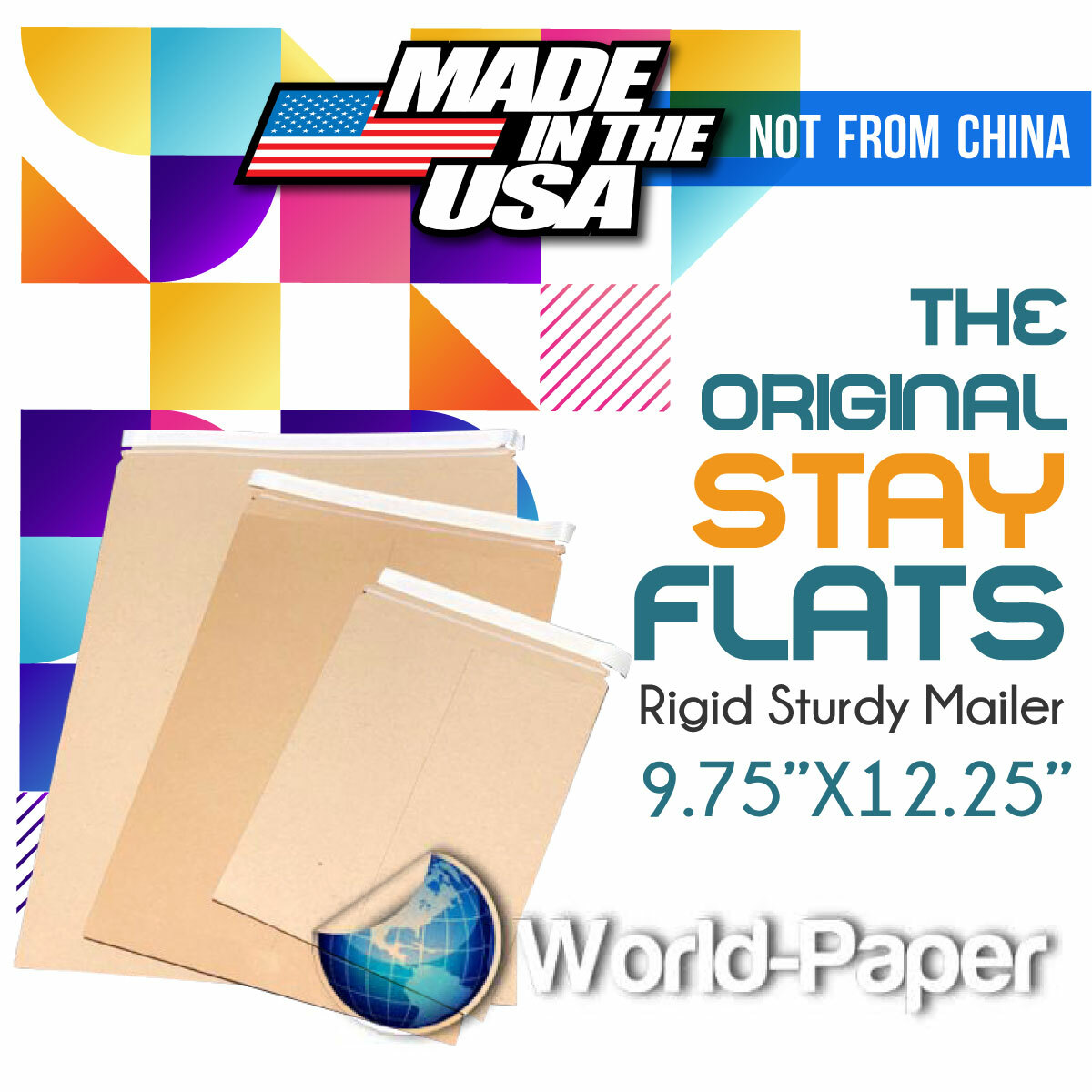 The Original Stay Flats Plus Envelope 9.75″x12.25″ Rigid Sturdy Mailer Usa #1