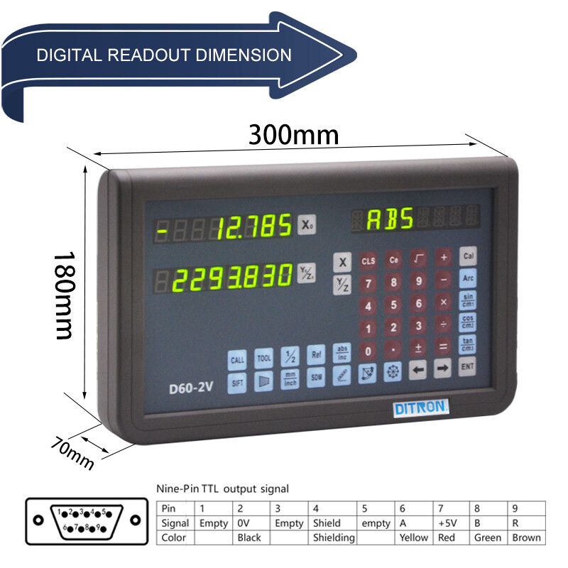 2/3Axis DRO 5um Magnetic Scale DRO Digital Readout Display Lathe MachineUS stock
