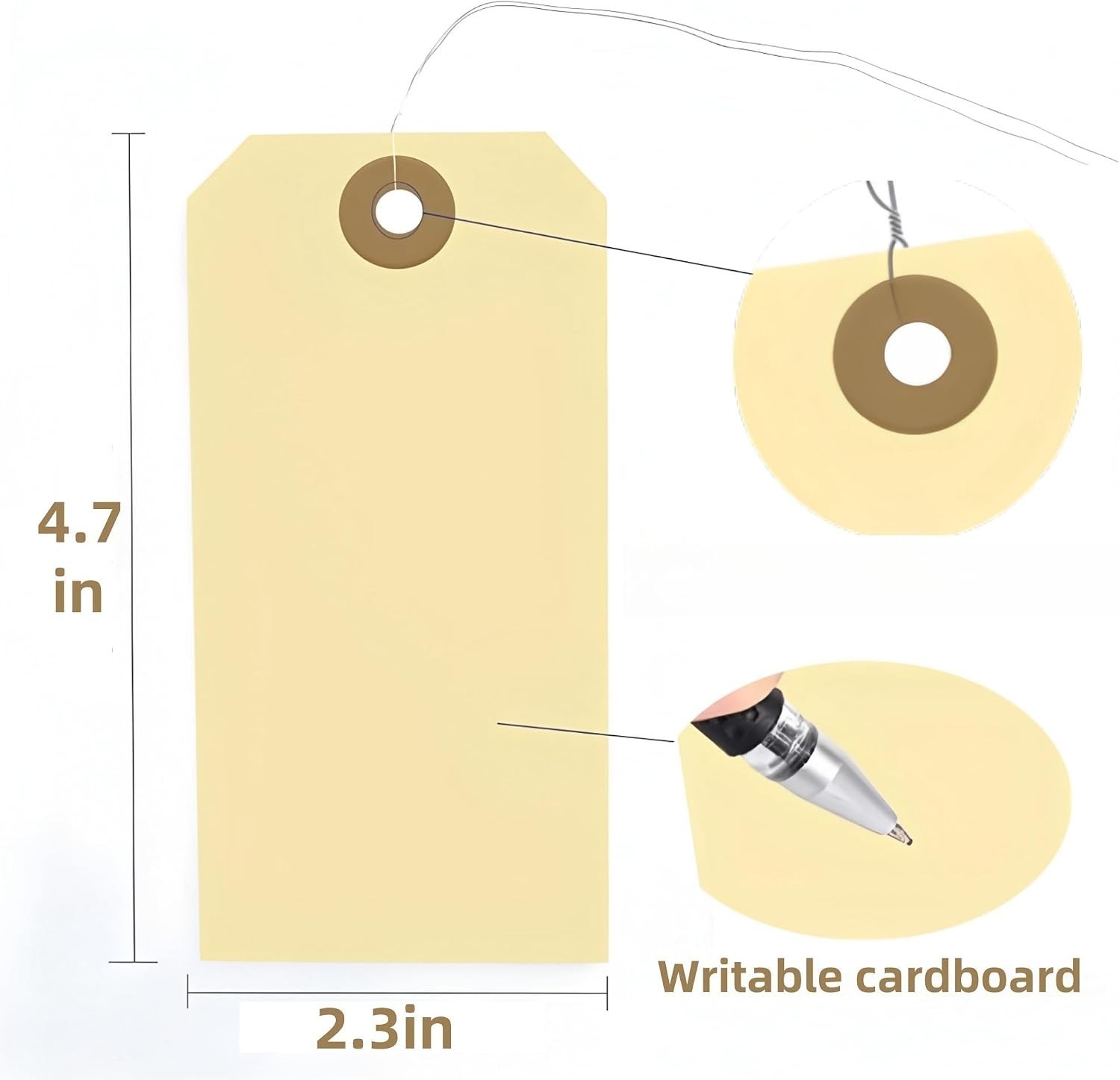 Blank Shipping Tags with Wire – 120 PCS 4 3/4″ X 2 3/8″ Manila Hang Tags for Inv